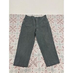 Vintage Swiss Military Work Trousers Grey Denim Utility Pants Button Fly 33x27